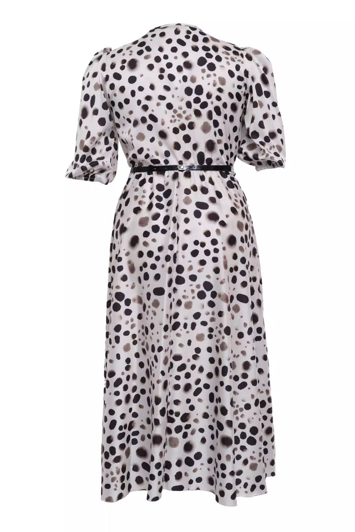 FRV Printed plus size satin short sleeve midi dress - Fort Wayne
