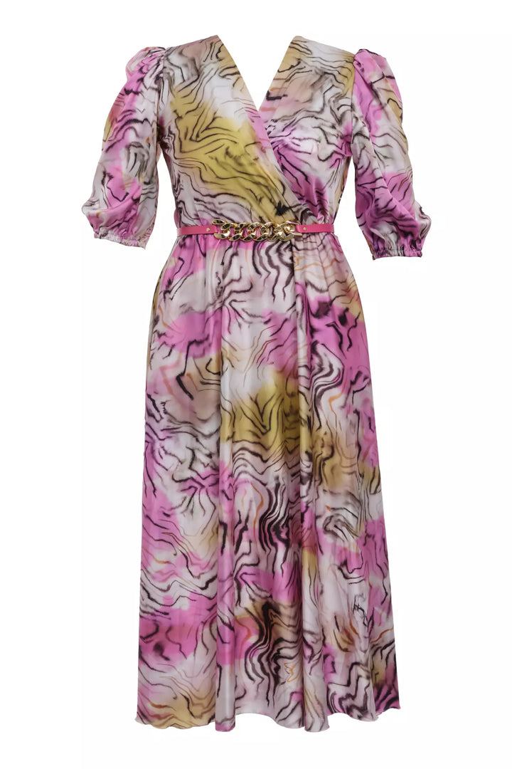 FRV Printed plus size satin short sleeve midi dress - Villagarcía de Arosa