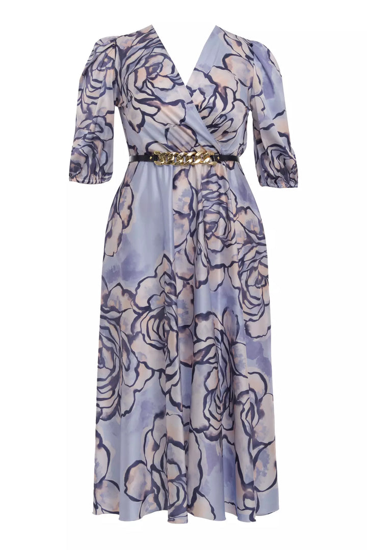 FRV Printed plus size satin short sleeve midi dress - Waukesha