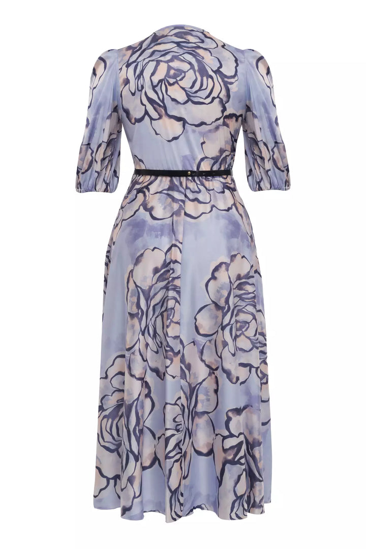 FRV Printed plus size satin short sleeve midi dress - Waukesha