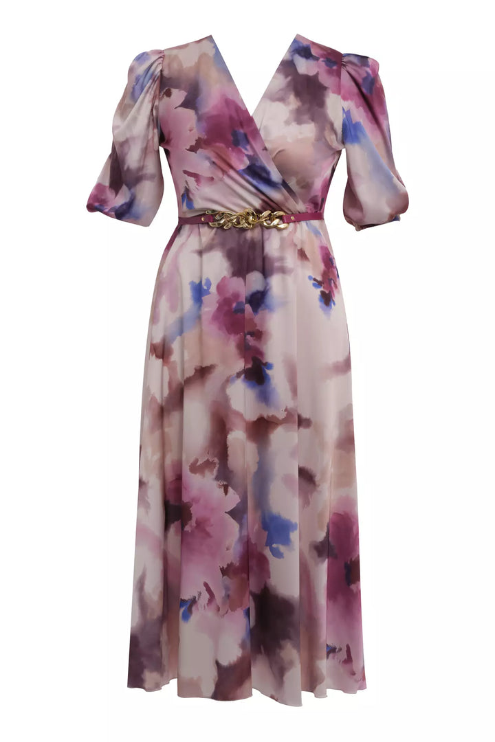 FRV Printed plus size satin short sleeve midi dress - Coevorden