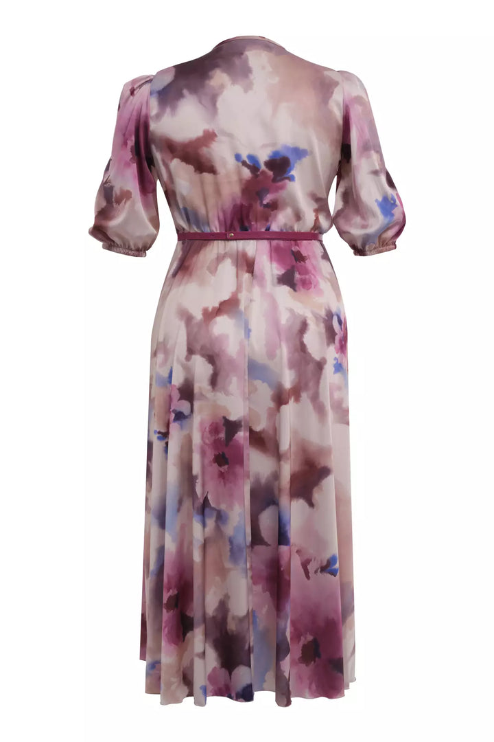 FRV Printed plus size satin short sleeve midi dress - Coevorden