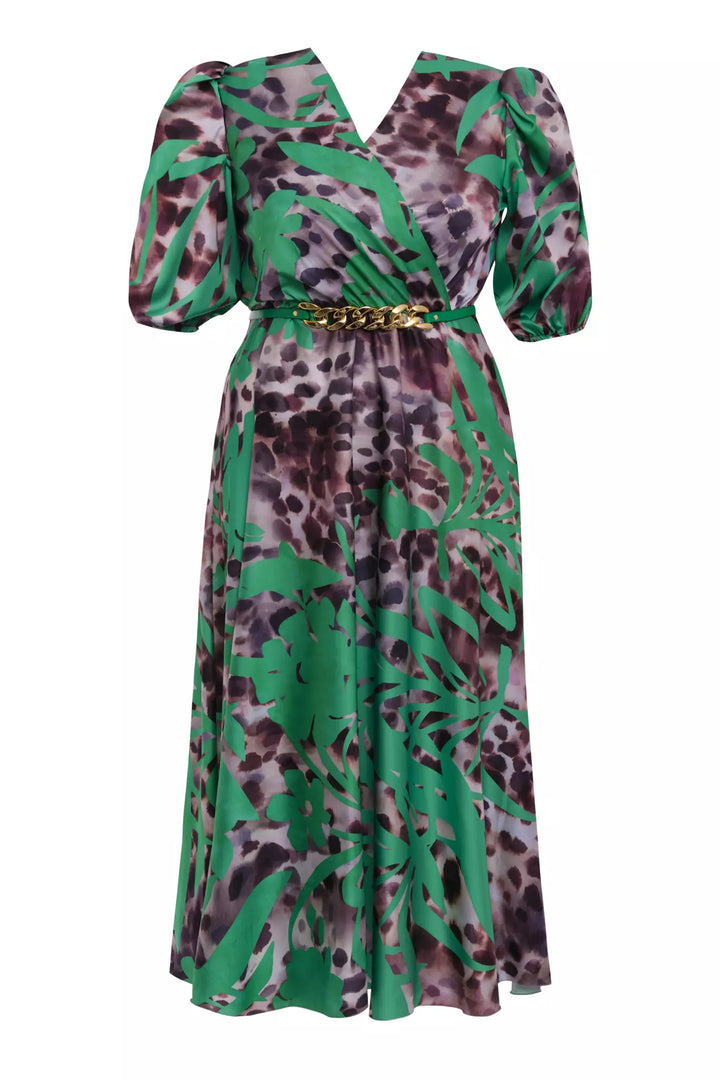 FRV Printed plus size satin short sleeve midi dress - Sainte-Geneviève-des-Bois