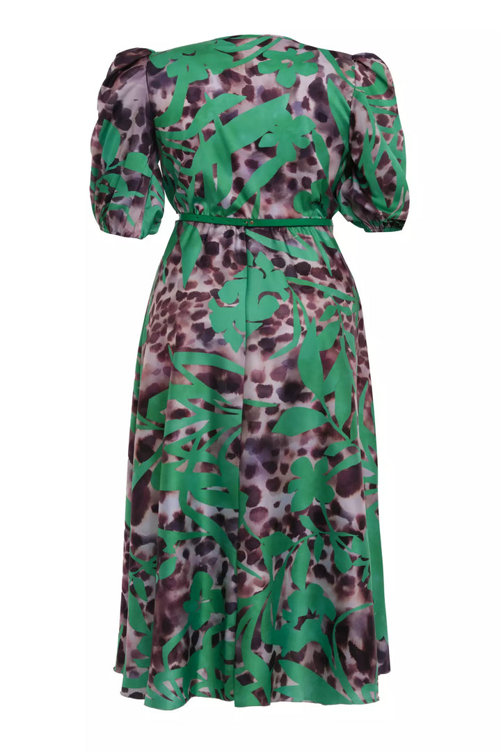 FRV Printed plus size satin short sleeve midi dress - Sainte-Geneviève-des-Bois