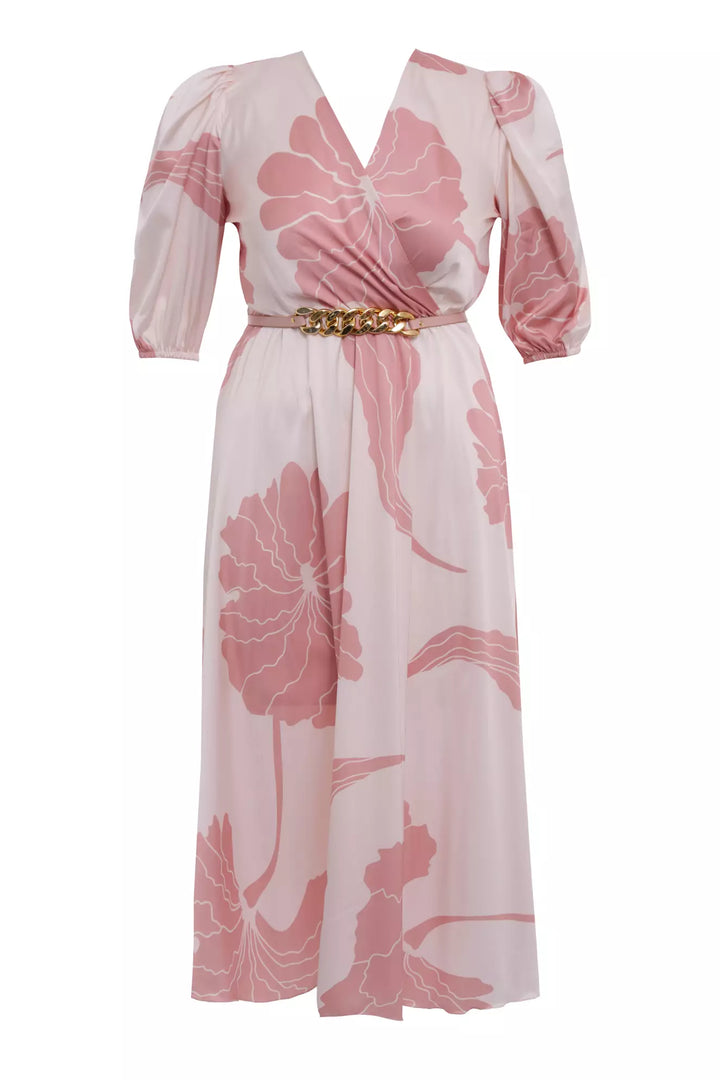 FRV Printed plus size satin short sleeve midi dress - Orlando