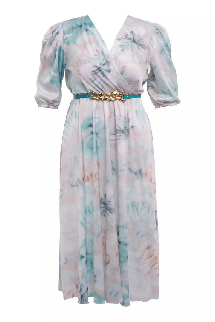 FRV Printed plus size satin short sleeve midi dress - Parma
