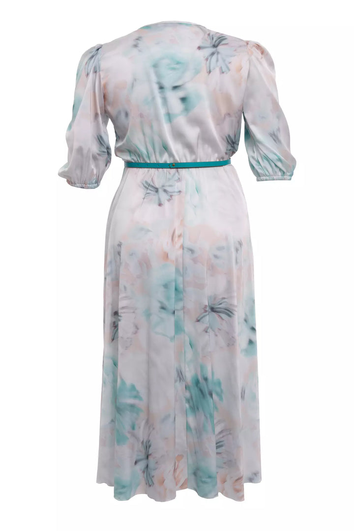 FRV Printed plus size satin short sleeve midi dress - Parma