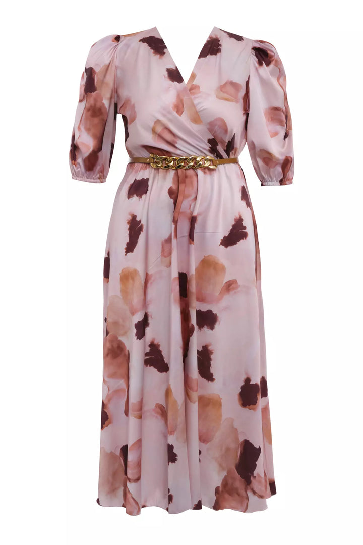 FRV Printed plus size satin short sleeve midi dress - Juana Díaz