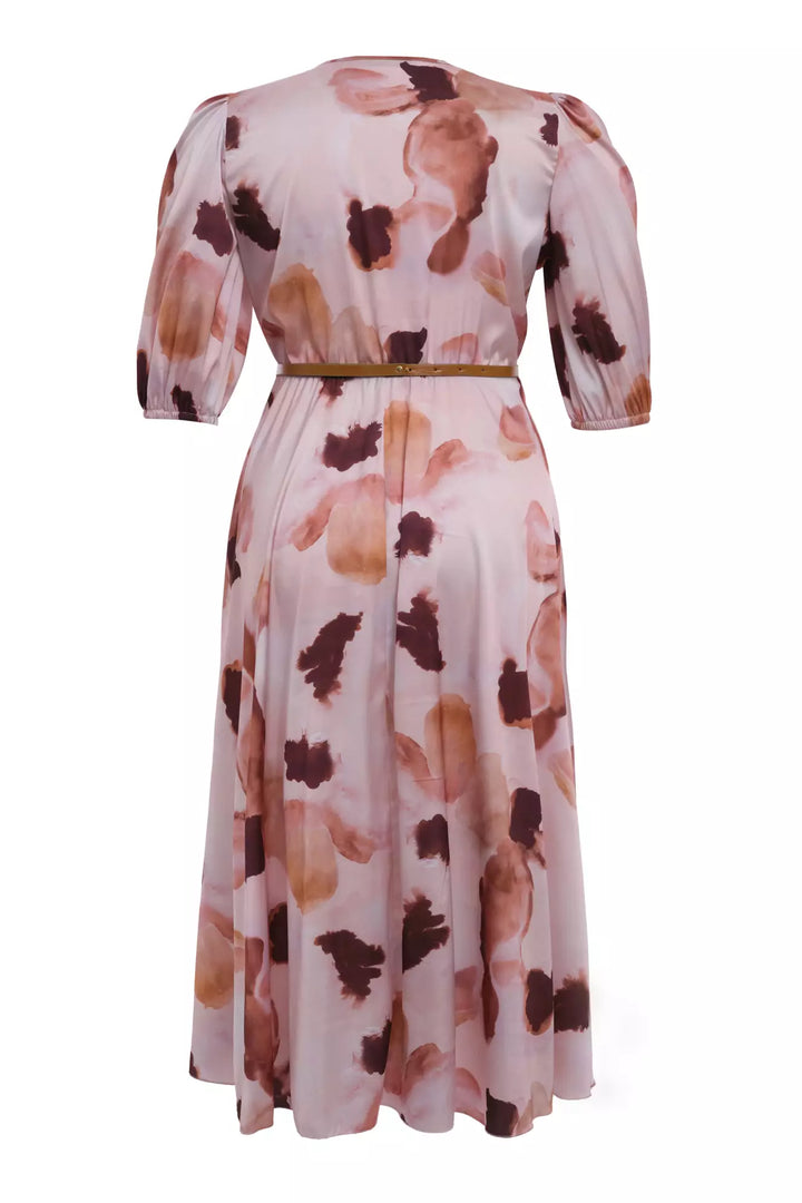 FRV Printed plus size satin short sleeve midi dress - Juana Díaz