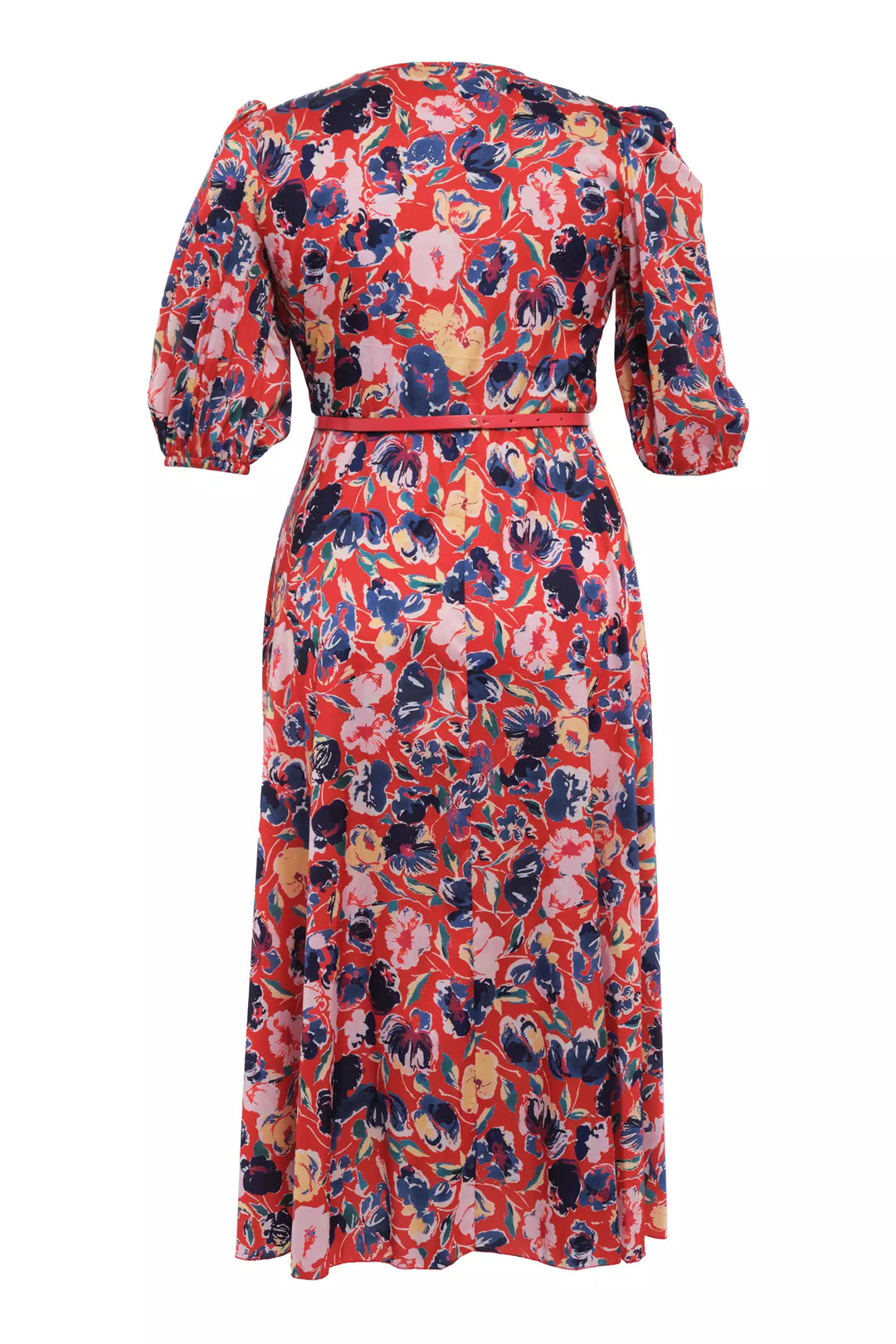 FRV Printed plus size satin short sleeve midi dress - Wood Buffalo