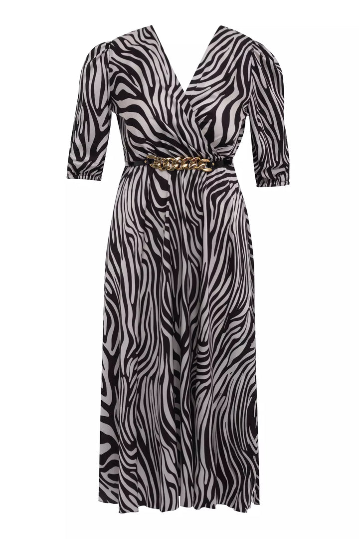 FRV Printed plus size satin short sleeve midi dress - Bilbao