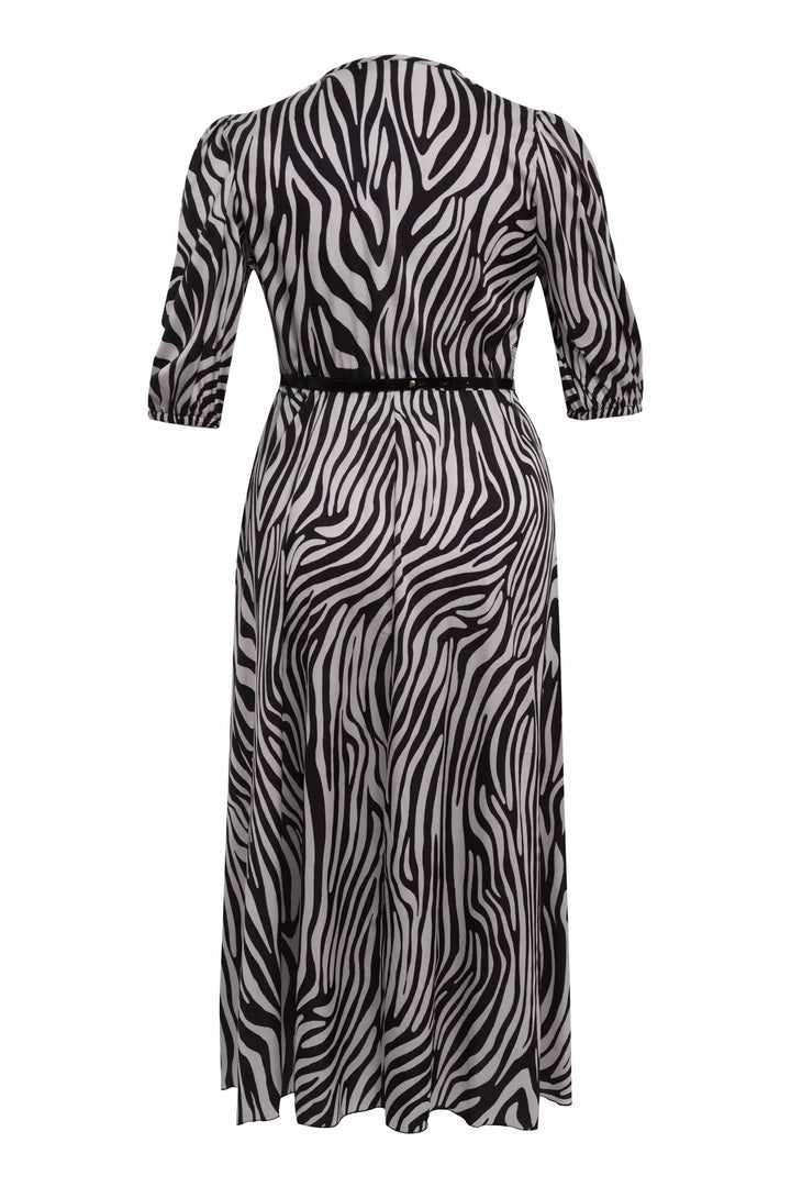 FRV Printed plus size satin short sleeve midi dress - Bilbao