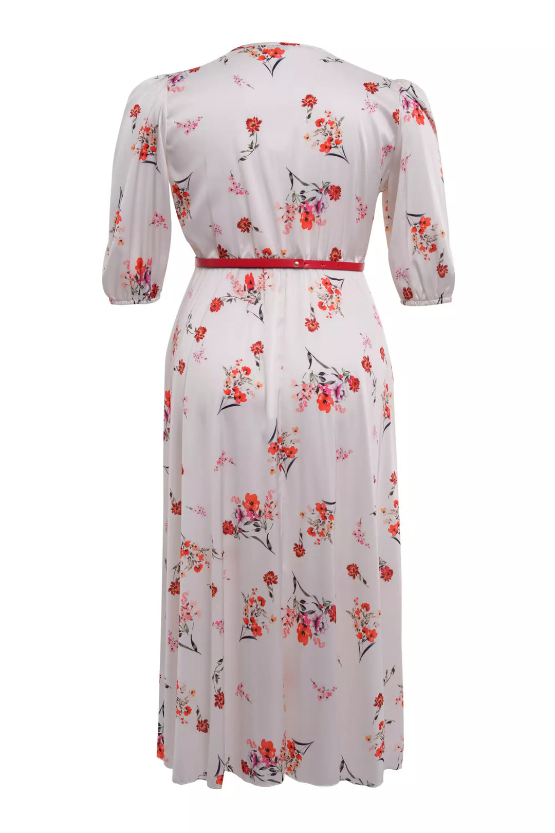 FRV Printed plus size satin short sleeve midi dress - Thunder Bay