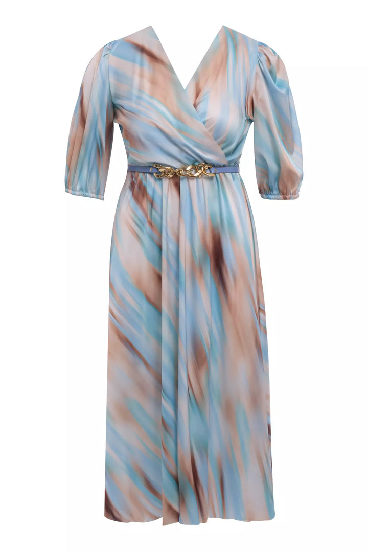 FRV Printed plus size satin short sleeve midi dress - Eltham