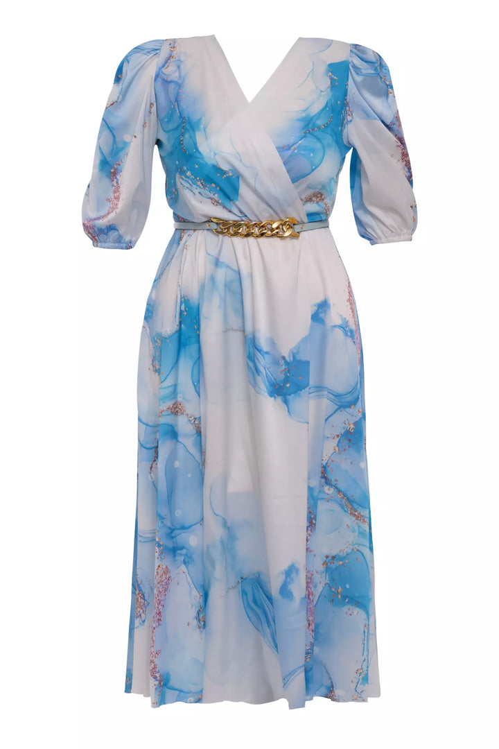 FRV Printed plus size satin short sleeve midi dress - Chattanooga