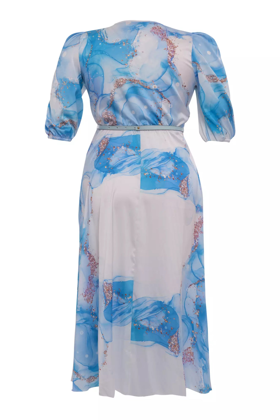 FRV Printed plus size satin short sleeve midi dress - Chattanooga