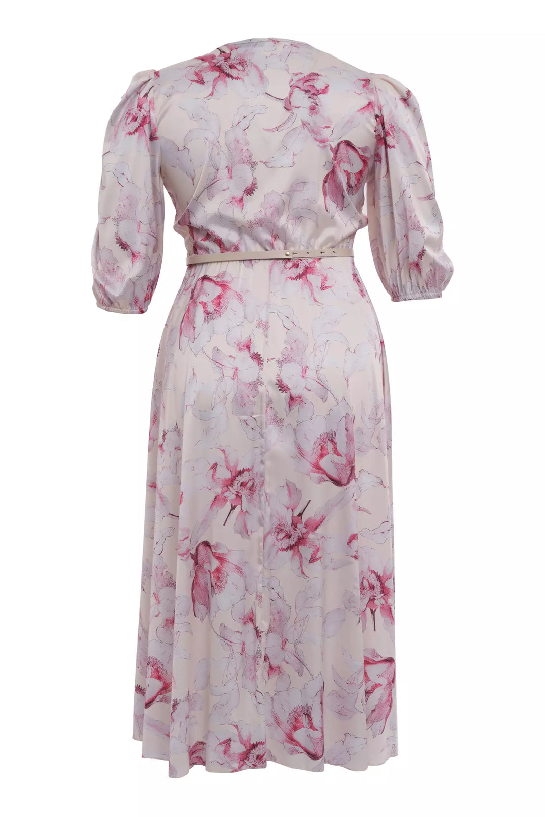 FRV Printed plus size satin short sleeve midi dress - West Orange