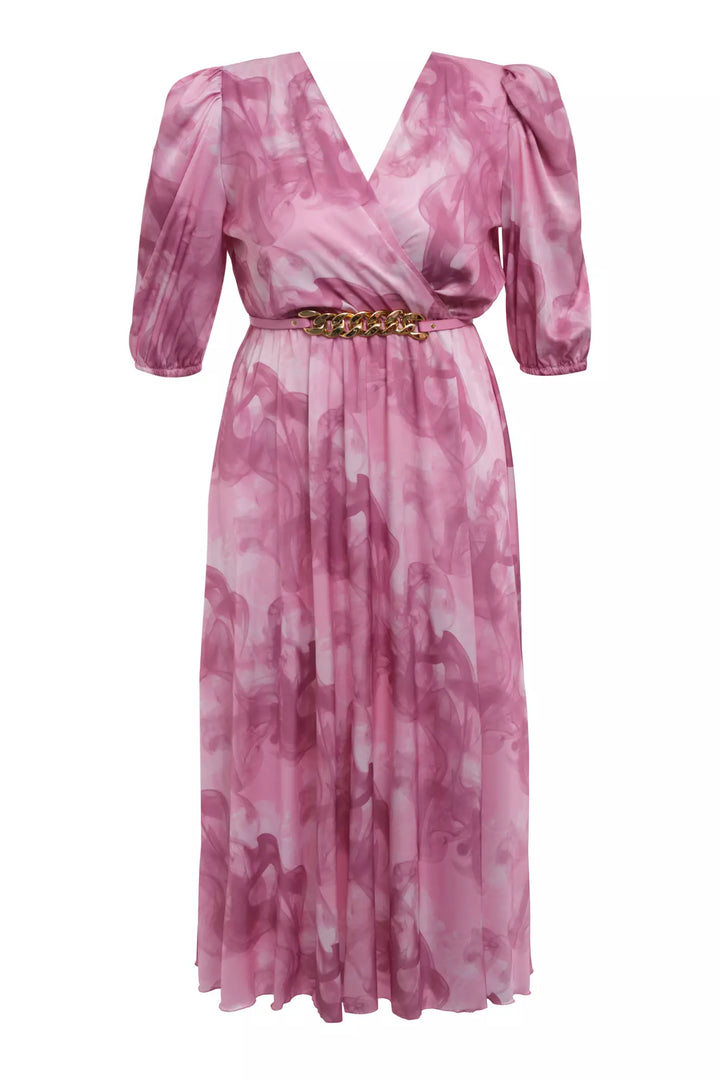 FRV Printed plus size satin short sleeve midi dress - Bensalem