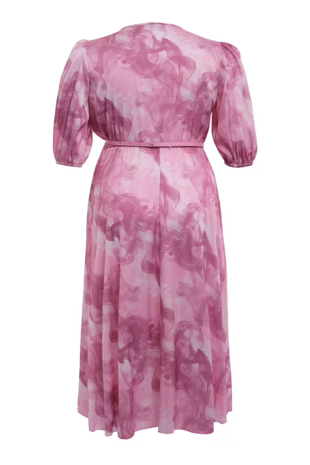 FRV Printed plus size satin short sleeve midi dress - Bensalem