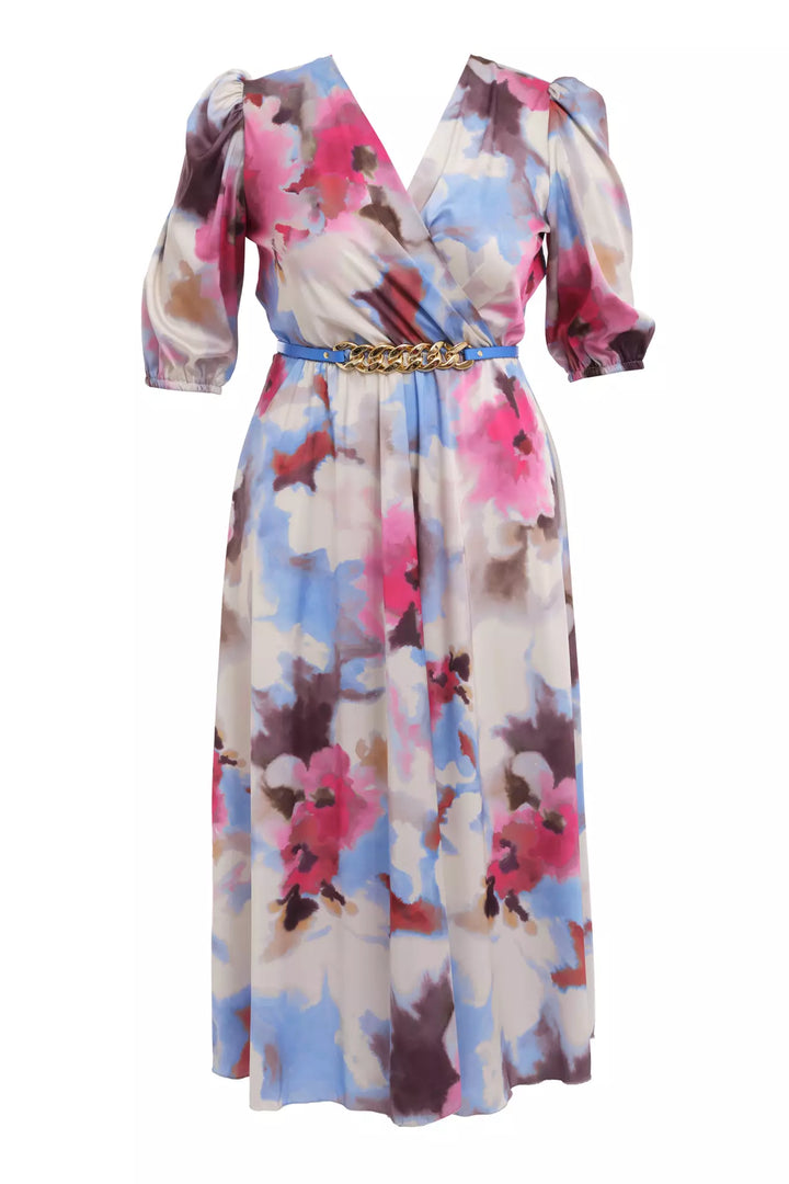 FRV Printed plus size satin short sleeve midi dress - Herne Bay