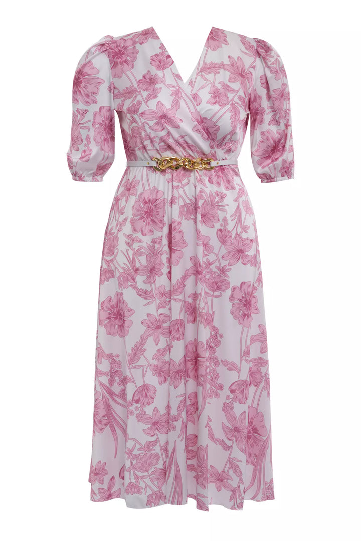 FRV Printed plus size satin short sleeve midi dress - Actopan