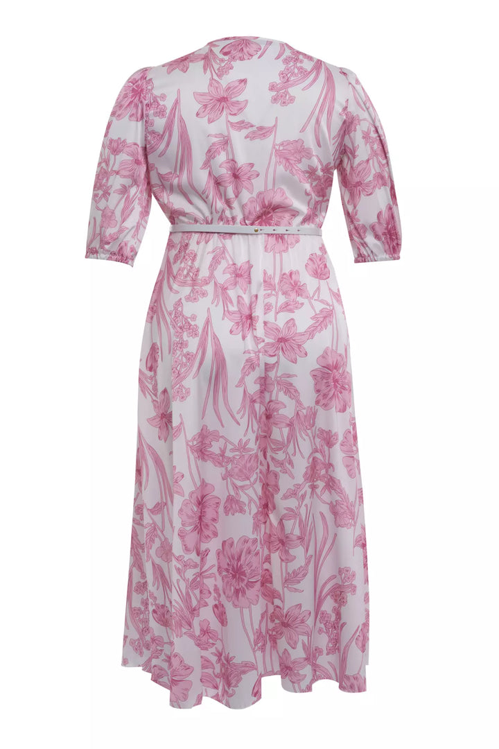 FRV Printed plus size satin short sleeve midi dress - Actopan