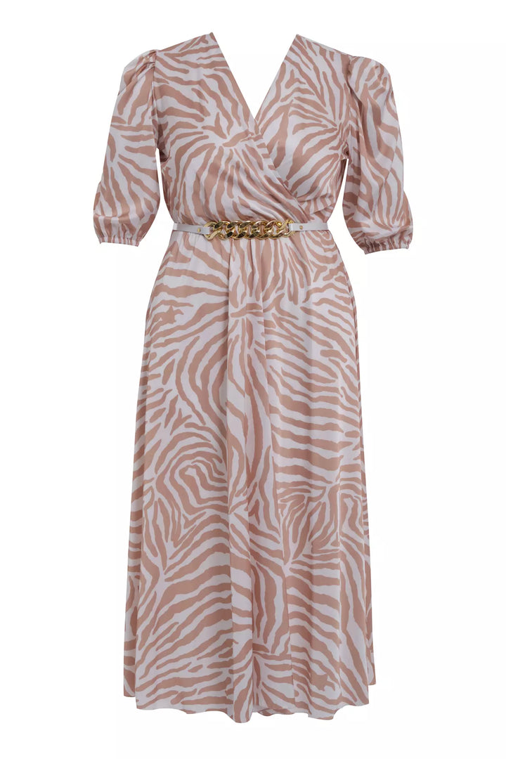 FRV Printed plus size satin short sleeve midi dress - Misterbianco