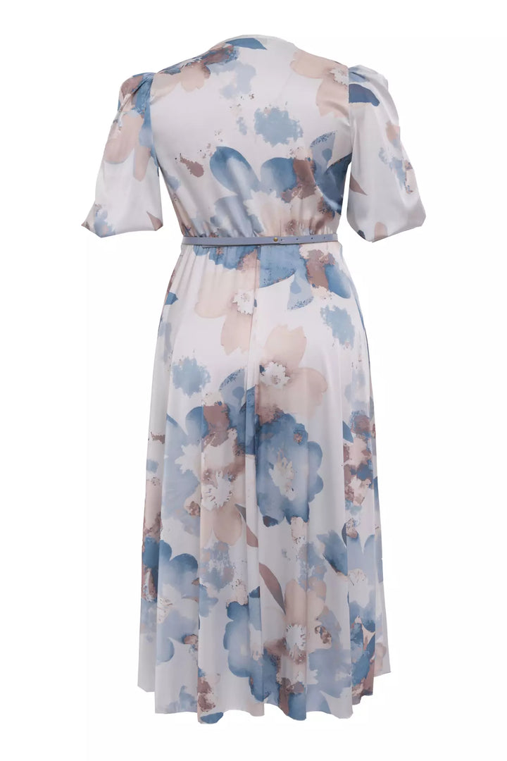 FRV Printed plus size satin short sleeve midi dress - Elizabeth