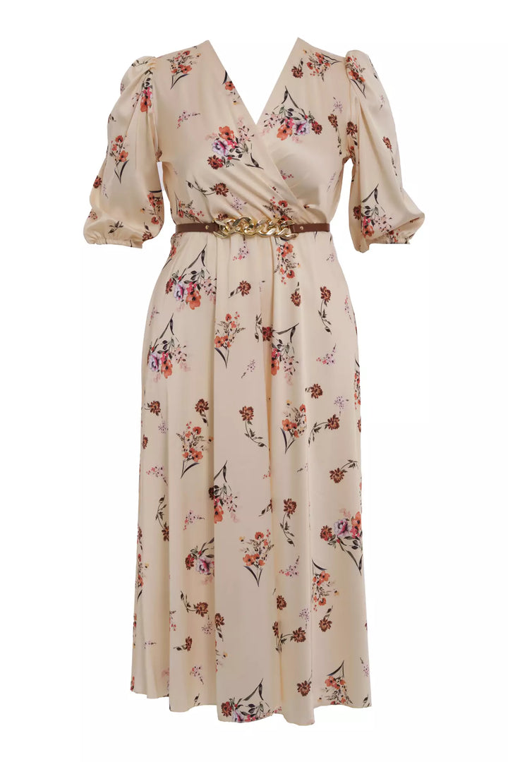 FRV Printed plus size satin short sleeve midi dress - Cuautitlán