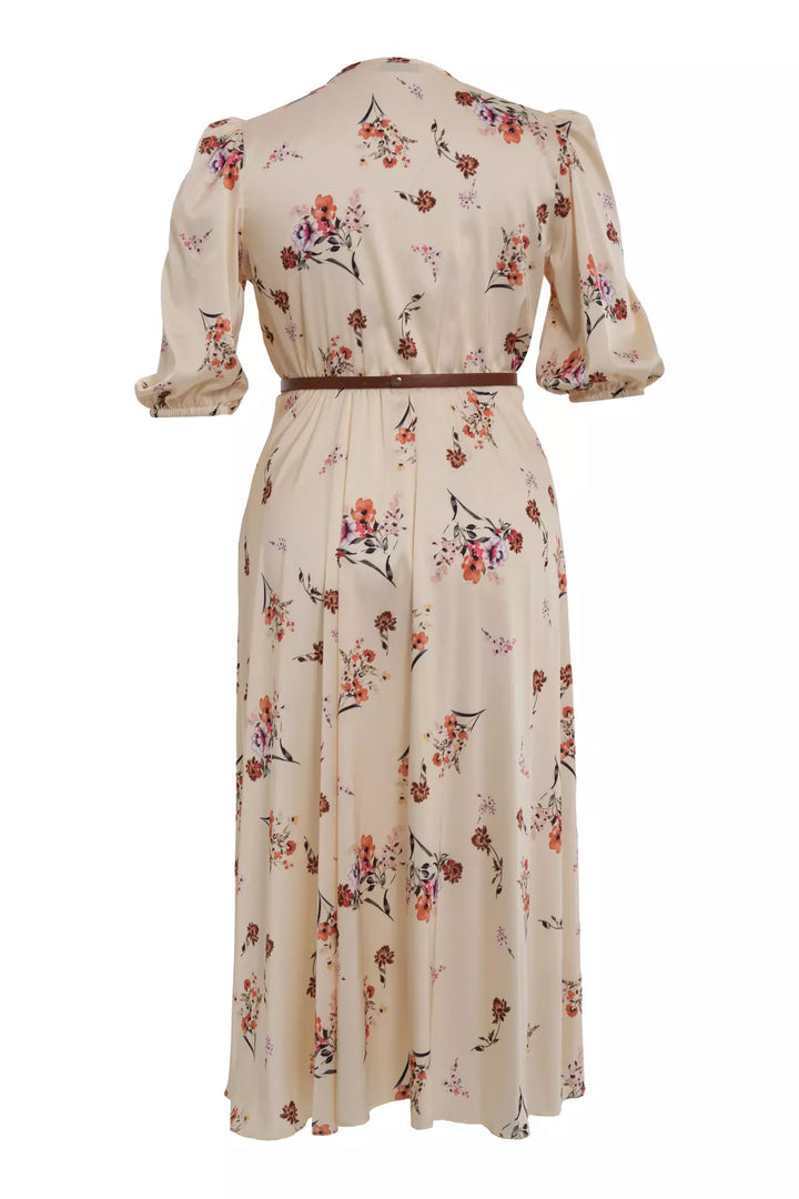 FRV Printed plus size satin short sleeve midi dress - Cuautitlán