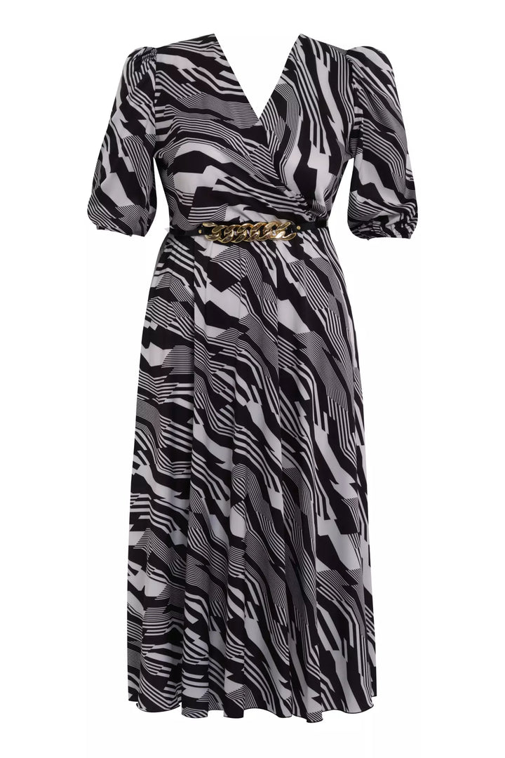 FRV Printed plus size satin short sleeve midi dress - Le Blanc-Mesnil