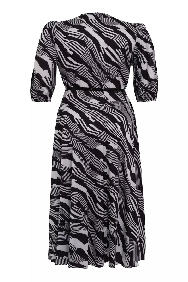 FRV Printed plus size satin short sleeve midi dress - Le Blanc-Mesnil