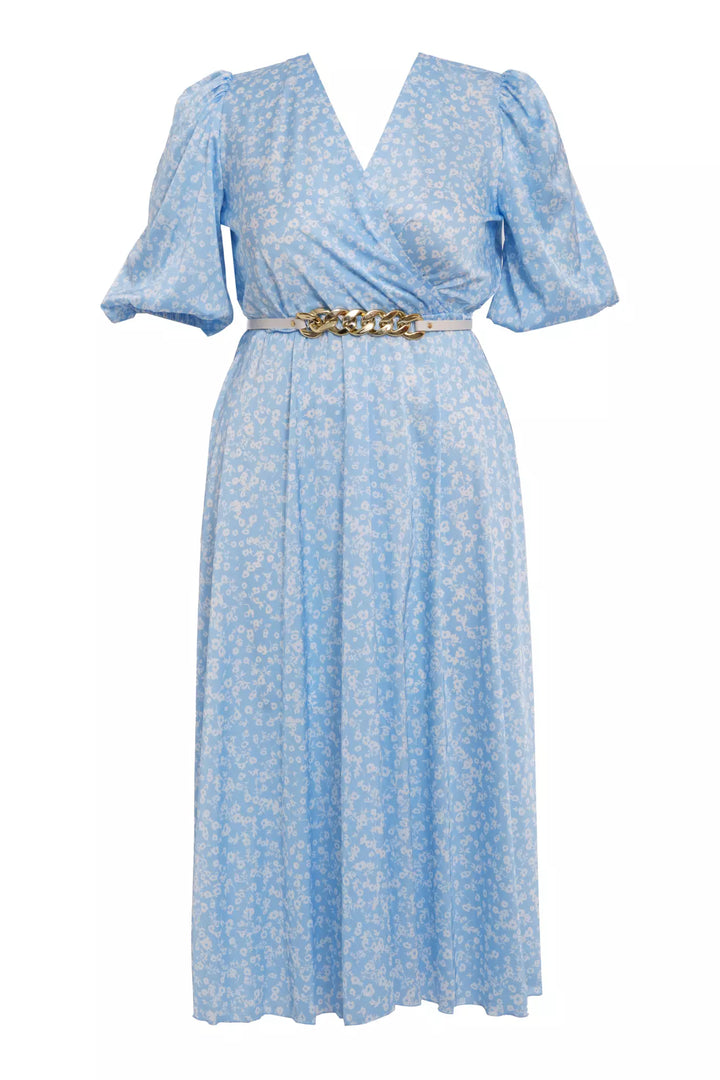 FRV Printed plus size satin short sleeve midi dress - Gilbert