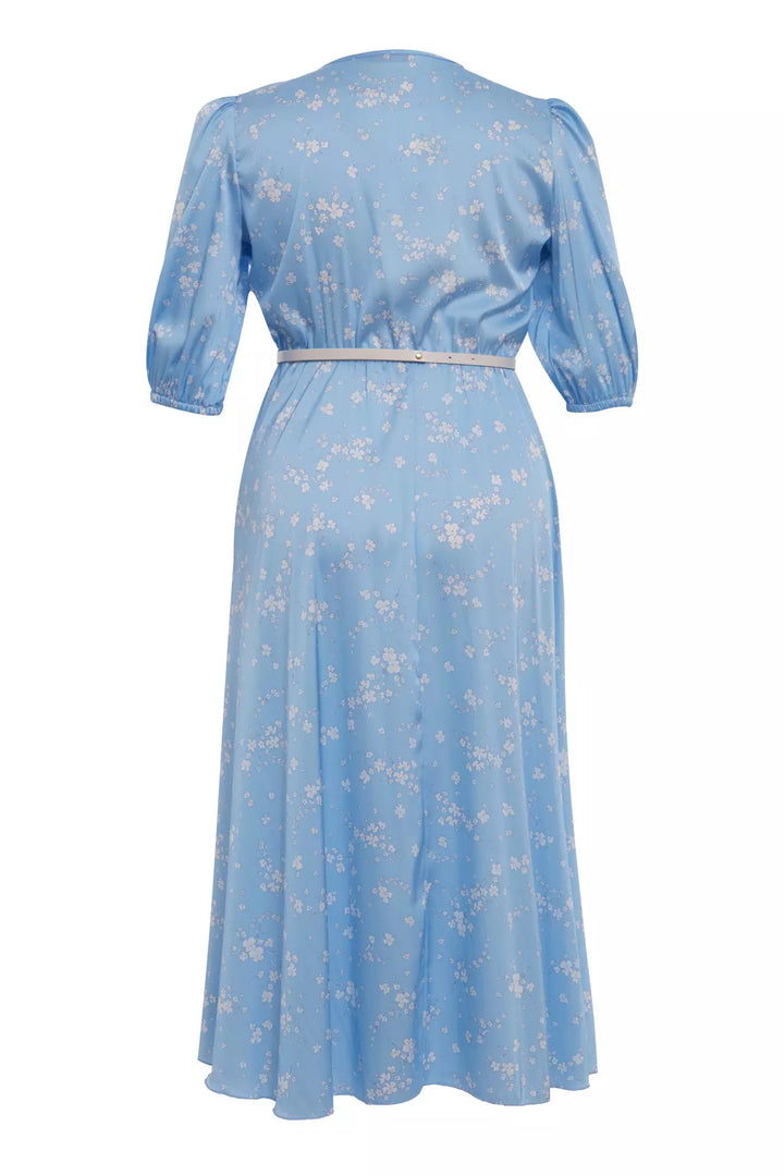 FRV Printed plus size satin short sleeve midi dress - Clarington
