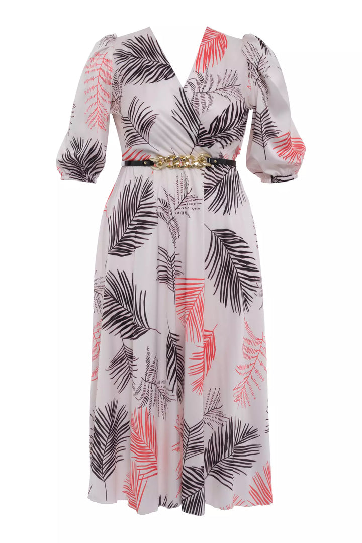 FRV Printed plus size satin short sleeve midi dress - South Valley