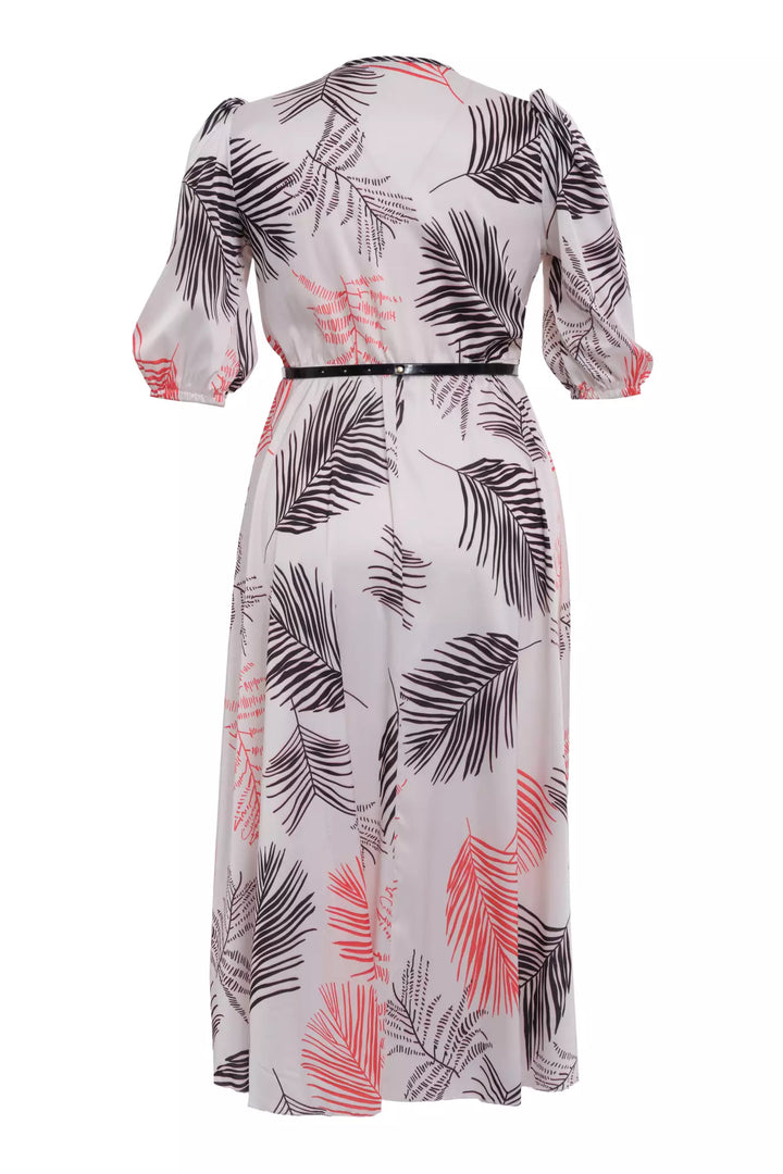 FRV Printed plus size satin short sleeve midi dress - South Valley