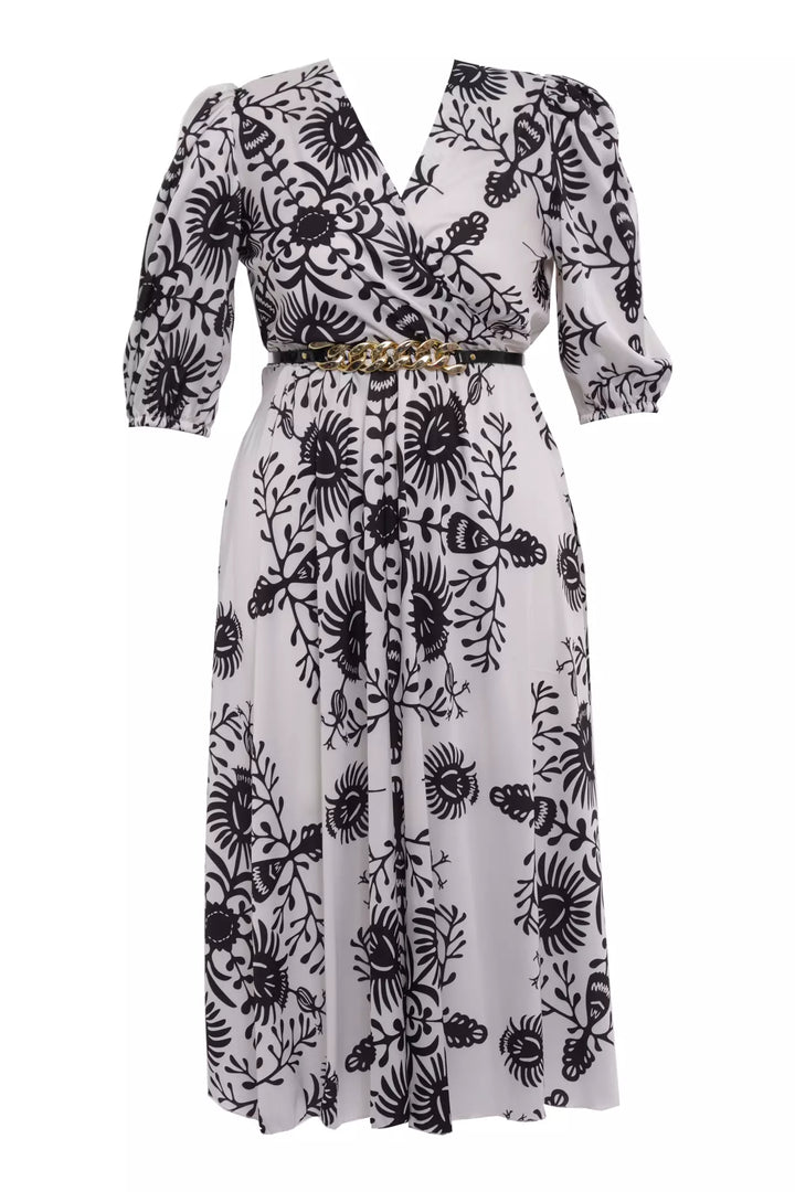 FRV Printed plus size satin short sleeve midi dress - Corbeil-Essonnes