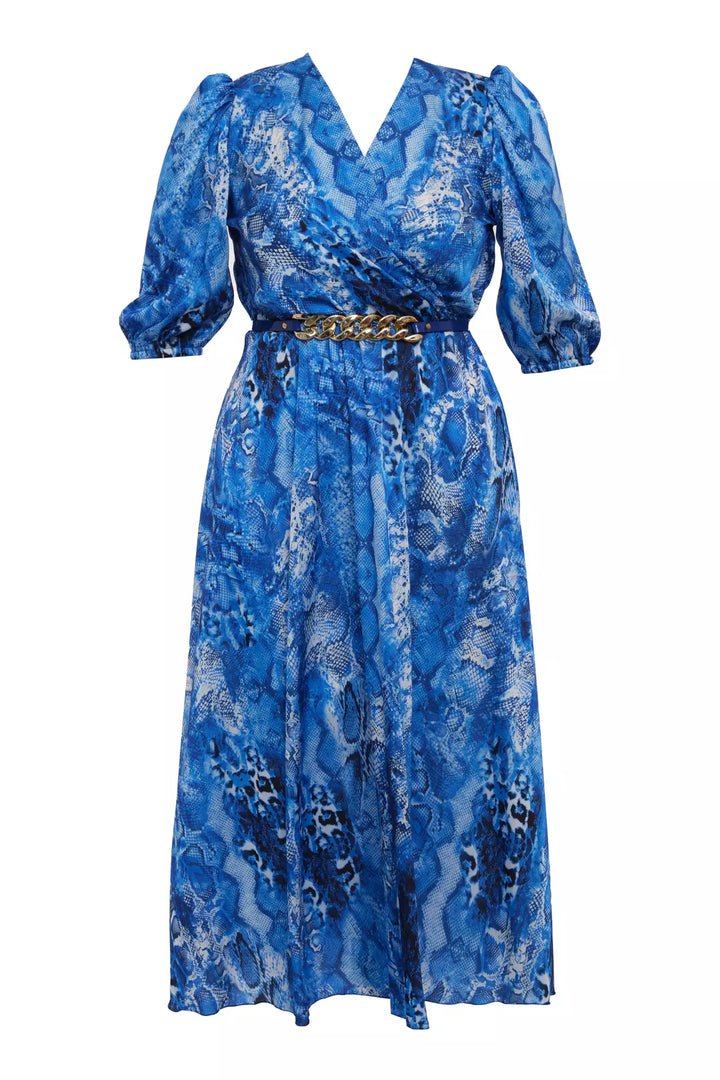 FRV Printed plus size satin short sleeve midi dress - Bagnolet