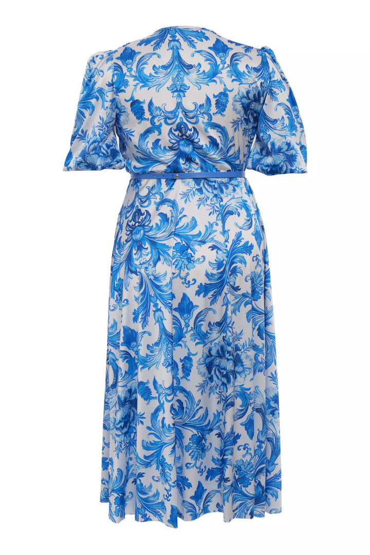 FRV Printed plus size satin short sleeve midi dress - Bolton