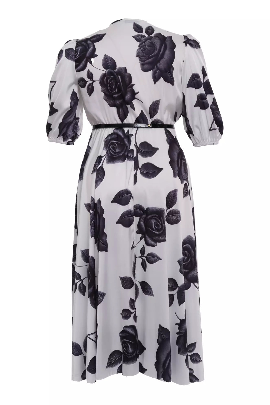 FRV Printed plus size satin short sleeve midi dress - Paredes