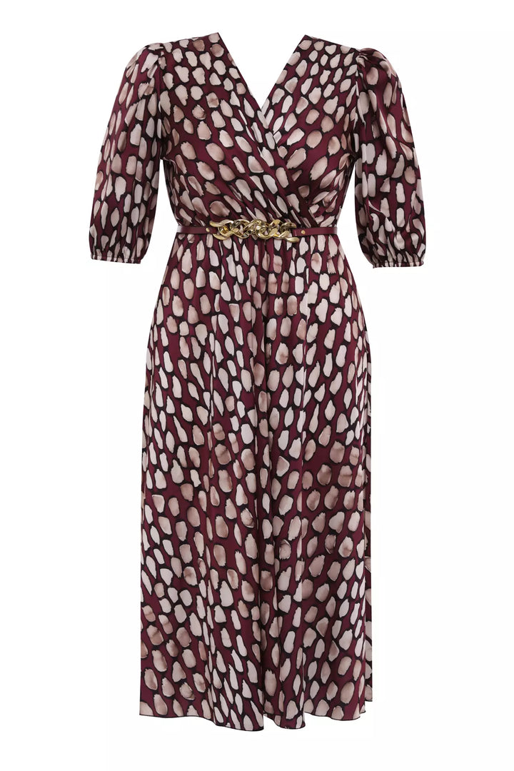 FRV Printed plus size satin short sleeve midi dress - Chula Vista