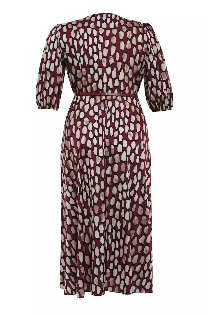 FRV Printed plus size satin short sleeve midi dress - Chula Vista