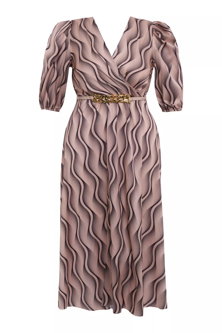 FRV Printed plus size satin short sleeve midi dress - Kent