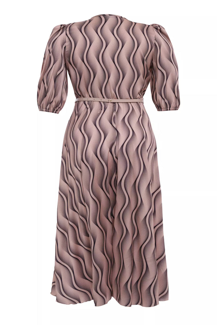 FRV Printed plus size satin short sleeve midi dress - Kent