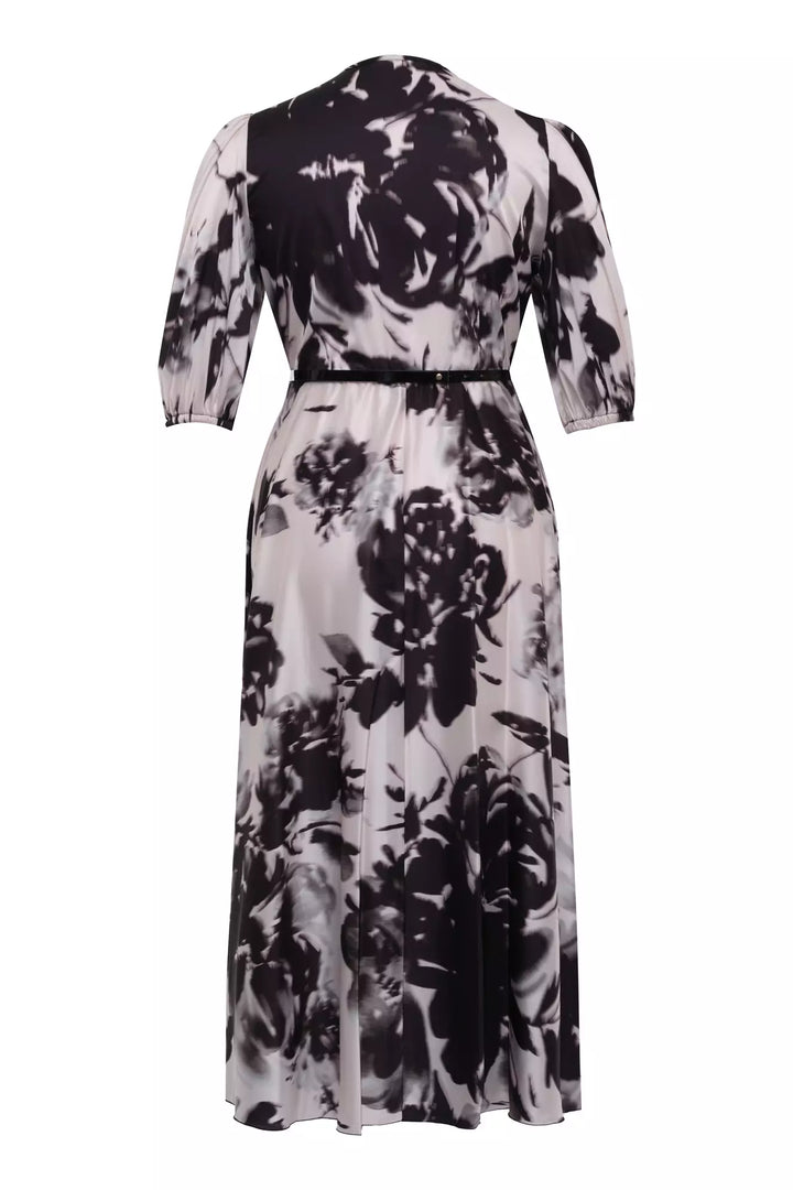 FRV Printed plus size satin short sleeve midi dress - Burke