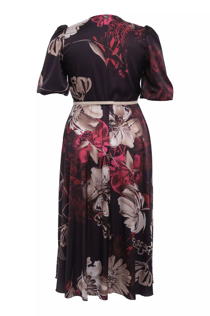 FRV Printed plus size satin short sleeve midi dress - Teziutlan
