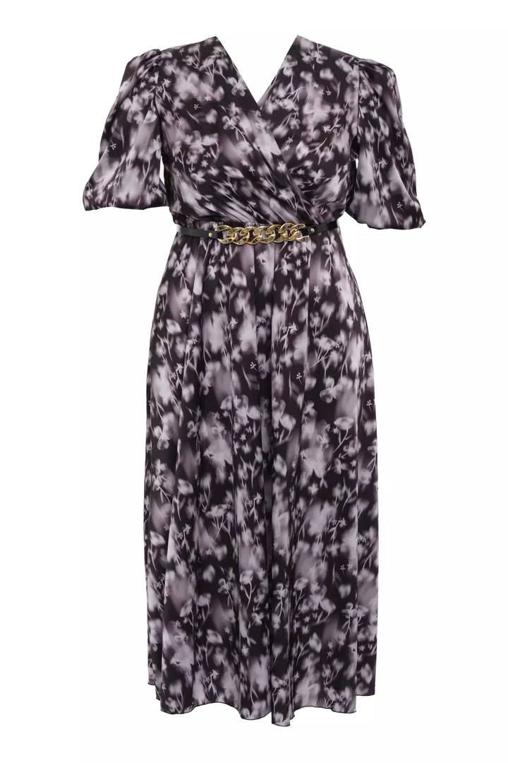 FRV Printed plus size satin short sleeve midi dress - Conroe