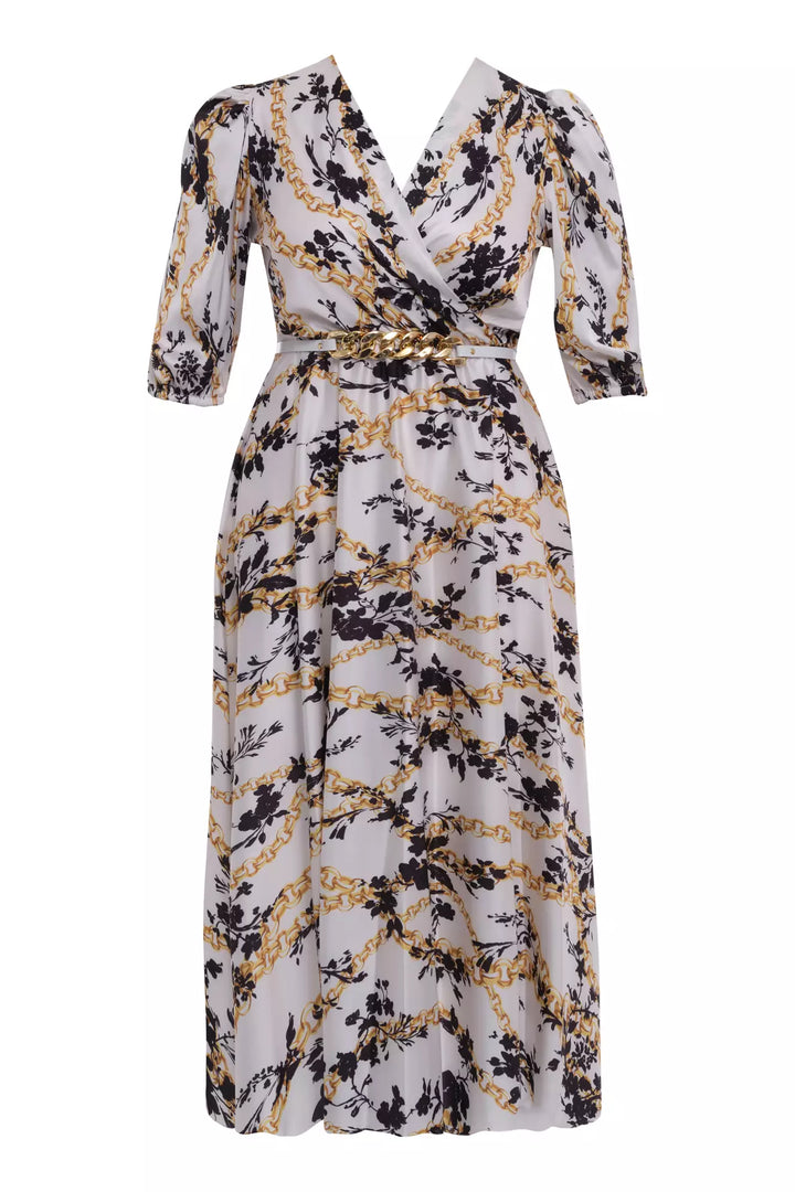 FRV Printed plus size satin short sleeve midi dress - Mixquiahuala de Juarez