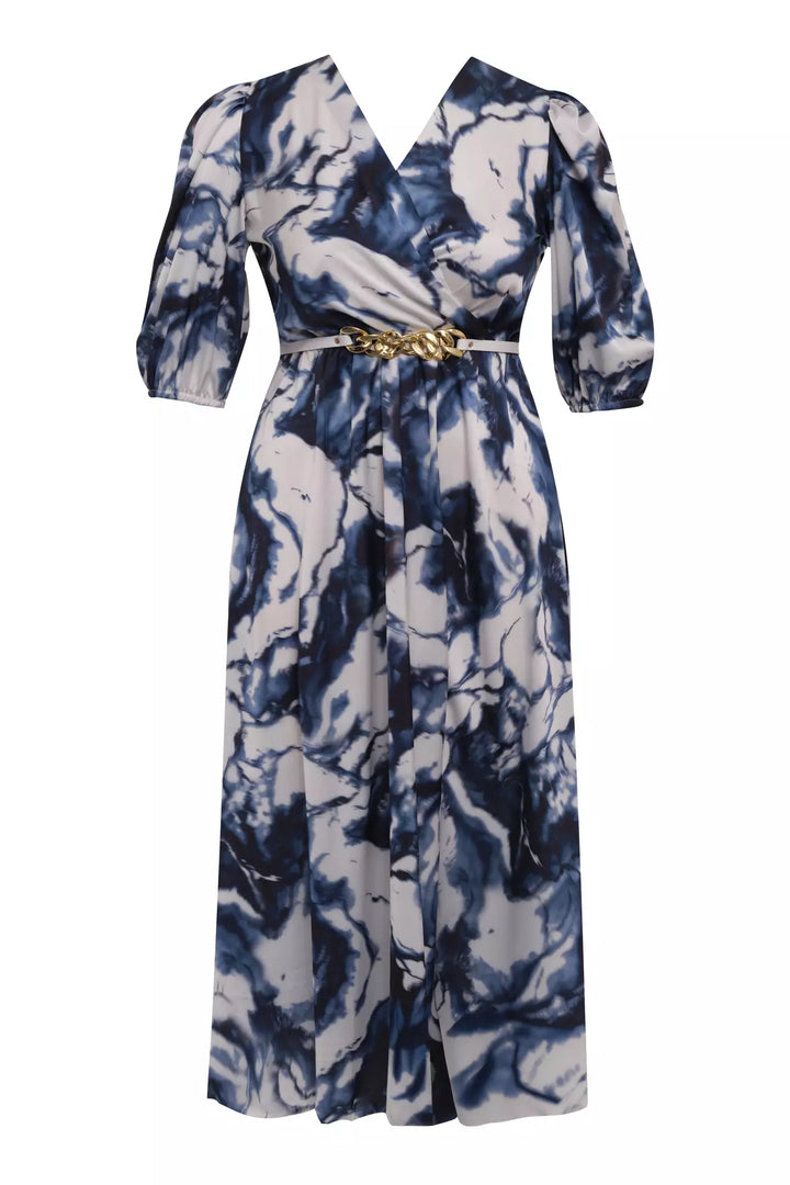 FRV Printed plus size satin short sleeve midi dress - Cuauhtémoc