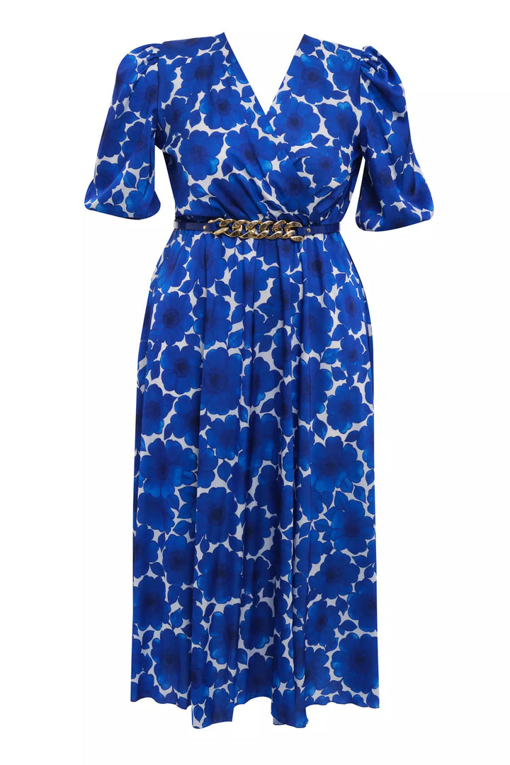 FRV Printed plus size satin short sleeve midi dress - Sankt Augustin